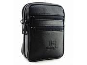 Black Fauxl Leather 4 Zippered Pocket Belt Loop Waist Bag