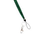 Colored Rhinestone Lanyard with Badge Holder Key Chain Forest Green