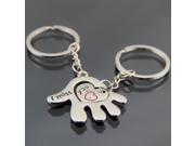 Hand and Heart Cute Couple Keychain Love Keychain Key Ring Silver 1 Pair