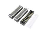 3 Pcs 8 Positions Dual Rows Covered Barrier Screw Terminal Block
