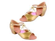 SANTSIWEI Latin Shoes Heel High 3.5cm Diamente Gold 7
