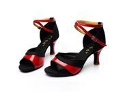 Latin Dance Shoes High Heel 7cm Black Red Black Gold 8