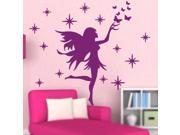 Fairy Stars Butterflies Removable Kids Wall Stickers Girls Purple