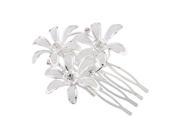 Silver Plated 3 Flower Rhinestone Crystal Wedding Hair Comb Pin Tiara Fashion
