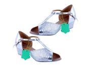 SANTSIWEI Latin Shoes Heel High 3.5cm Fish Scale Silver 7