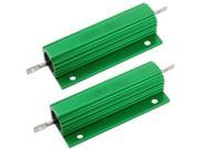 2 Pcs Green 100 Watt 0.33 Ohm 5% Aluminum Shell Wire Wound Resistors