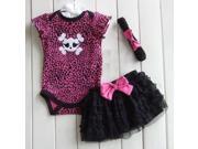 Baby Girl Sets Romper Tutu Skirt Headband Rosy with Skull 6M