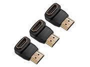 Three 3 Pack of HDMI 90 Degree Right Angle Connectors Adapters