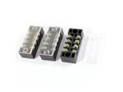 3 Pcs 600V 15A 4 Positions Dual Rows Covered Barrier Screw Terminal Block Strip