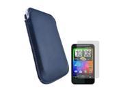 For HTC Desire HD Supreme Black Leather Pull Tab Protective Pouch Case Screen Protector