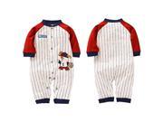 Baby clothing stripe bear rompers cotton Red long sleeve 4 6M
