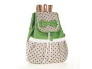 Girl s Bowknot Canvas Backpack for Student Green