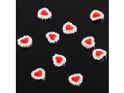 Red Heart 10 pieces Silver 3D Alloy Nail Art Slices Glitters DIY Decorations