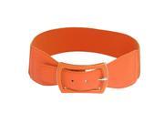 Woman Faux Leather Coated Metal Single Pin Buckle Stretchy Belt