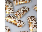 50 Gold White Leopard Print Style French False Nail Tips NEW