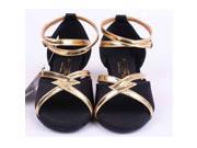 SanSha Latin Dance Shoes High Heel 3cm Black with Gold 3.5