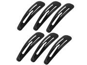 Women Black Metal Bow Prong Snap Hair Clips Barrettes 3 Pairs