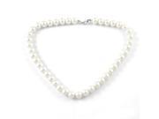 Ladies Lobster Clasp Round Faux Pearl Linked Necklace White