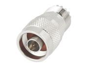 Silver Tone Straight N Male to UHF Female Coax Adapter Connector