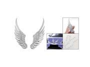 Car Silver Tone Alloy Angel Wings Badge Stickers 2 Pcs