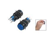 5 x DC 12V Blue Light 5P Momentary Panel Mount Round Push Button Switch