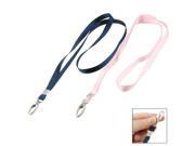 2 Pcs Metal Hook Pink Dark Blue Nylon String Keys Holding Lanyard