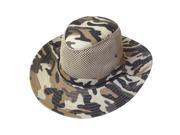 Men Wide Full Brim Camouflage Mesh Design Fishing Hiking Hat Cap