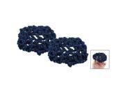 2 Pcs Navy Blue Elastic Band Meshy Net Bun Cover Hairnets for Women