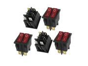 5 Pcs x Red Light Illuminated Double SPST ON OFF Snap IN Boat Rocker Switch 6 Pin
