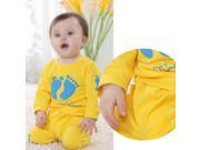 100% Cotton baby clothing set 2 pcs Footprints Yellow 80cm 7 12M
