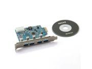 USB 3.0 4 Port PCI Express PCI E Card Super Speed 5Gbps with 4 Pin Power Adapter