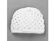 Baby Flower Crochet Beanie Handmade Hat Winter Knit Cap White