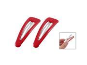 2 Pcs 2.8 Length Red Plastic Metal Snap Hair Clip for Women