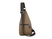 Men s Canvas Unbalance Backpack Shoulder Sling Chest Hiking Bicycle Bag Coffee