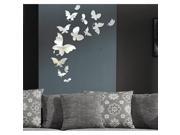 14 butterfly combination of 3D wall stickers mirror Surface Silver