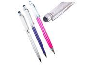 3 in 1 Multi Function Capacitive Pen with Bling Crystals Ballpoint and Stylus Pen for ALL Capacitive Touch Screen Device Iphone Ipad