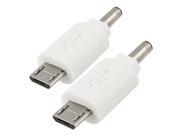 DC 3.5mm to Micro USB Male Adapter Power Charger White 2 Pcs for Mobile Phone