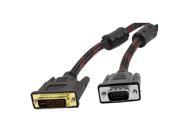 Red Black PC DVD DVI I Plug to VGA Plug Monitor Cable 1.5 Meters