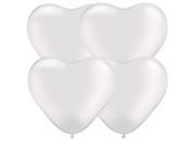 White Heart Shaped 11 Latex Balloons x 5