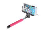 Wired Shutter Extension Pole Mount Monopod Selfie Stick Phone Holder for iPhone pink