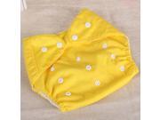 Adjustable Reusable Washable One Size Baby Cloth Diaper Diapers Nappy 1 Diaper 2 Inserts Yellow