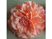 Bead Decoration Pink Fabric Peony Flower Style Ponytail Holder Hairclip Brooch