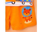 Kids Clothes Set Girls Boys Undershirt Shorts Lion Orange 3T