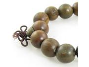 Buddhist Brown Wooden Carved Prayer Beads Wrist Mala Bracelet