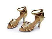Latin Dance Shoes High Heel 7cm Knotted Gold 4.5