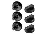 6 PCS Kitchen Black Plastic Gas Stove Cooker Control Knobs