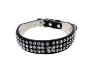 Crystal Leather Dog Collar black M For neck 13 15