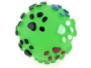 Green Rubber Paw Pattern Round Ball Squeaky Toy for Pet Chihuahua