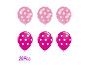 20 Pcs Round Helium Quality 10 Dark Pink and 10 Light Pink Polka Dot Balloons