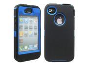 Black and Blue Three Layer Silicone PC Case Cover for iPhone 4 4G 4S